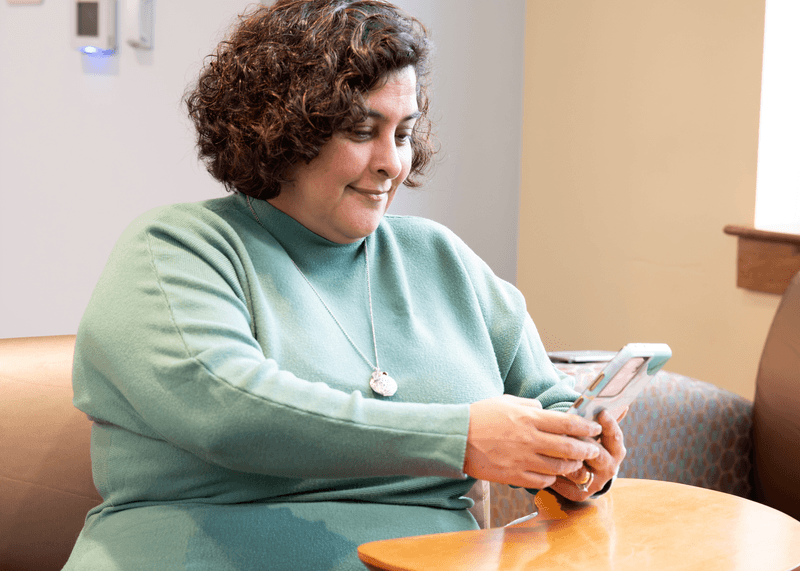 woman using phone