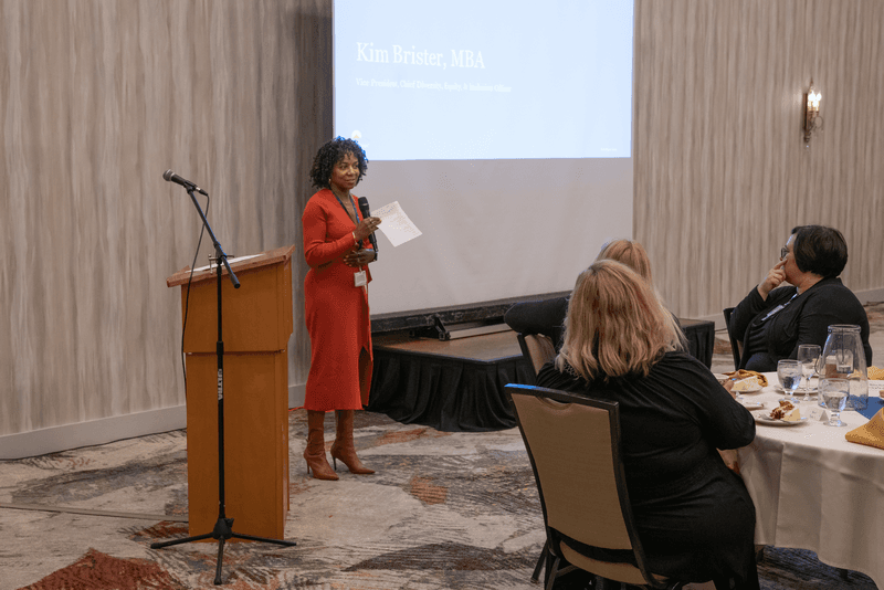 woman giving speech